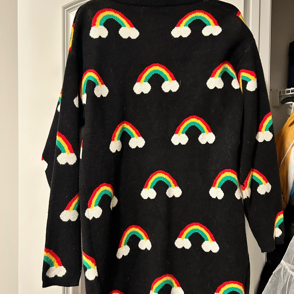 Black Cardigan With Rainbow Pattern - image 2